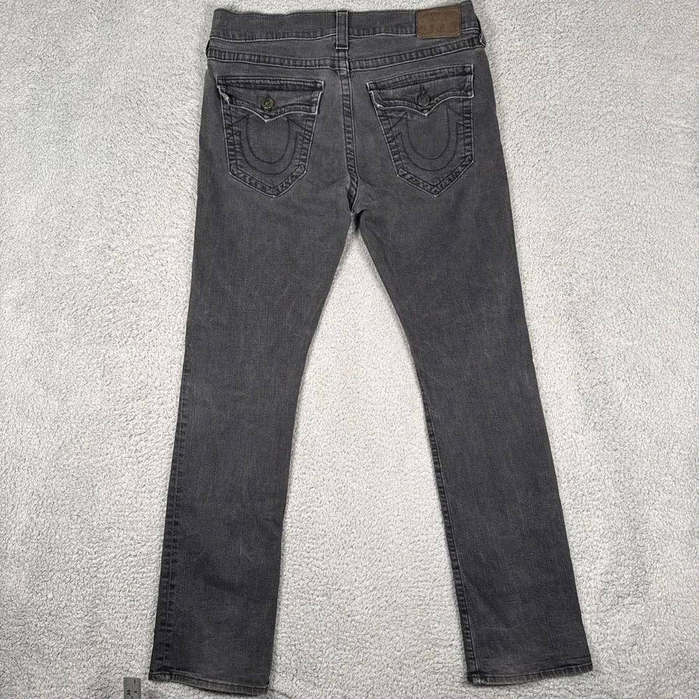 True Religion Jeans Mens 36 (36x33) Black Ricky USA Flap Pocket ***2 Holes READ